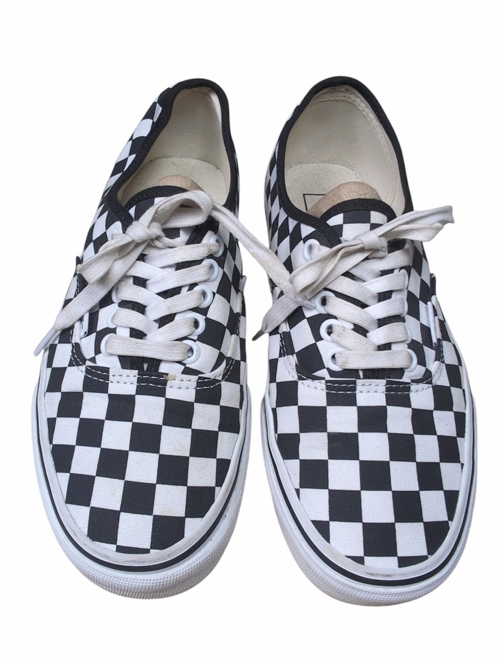 RARE VANS Checkerboard Lace up Racing Flag White Black Men's Size 7.5 Women's 9